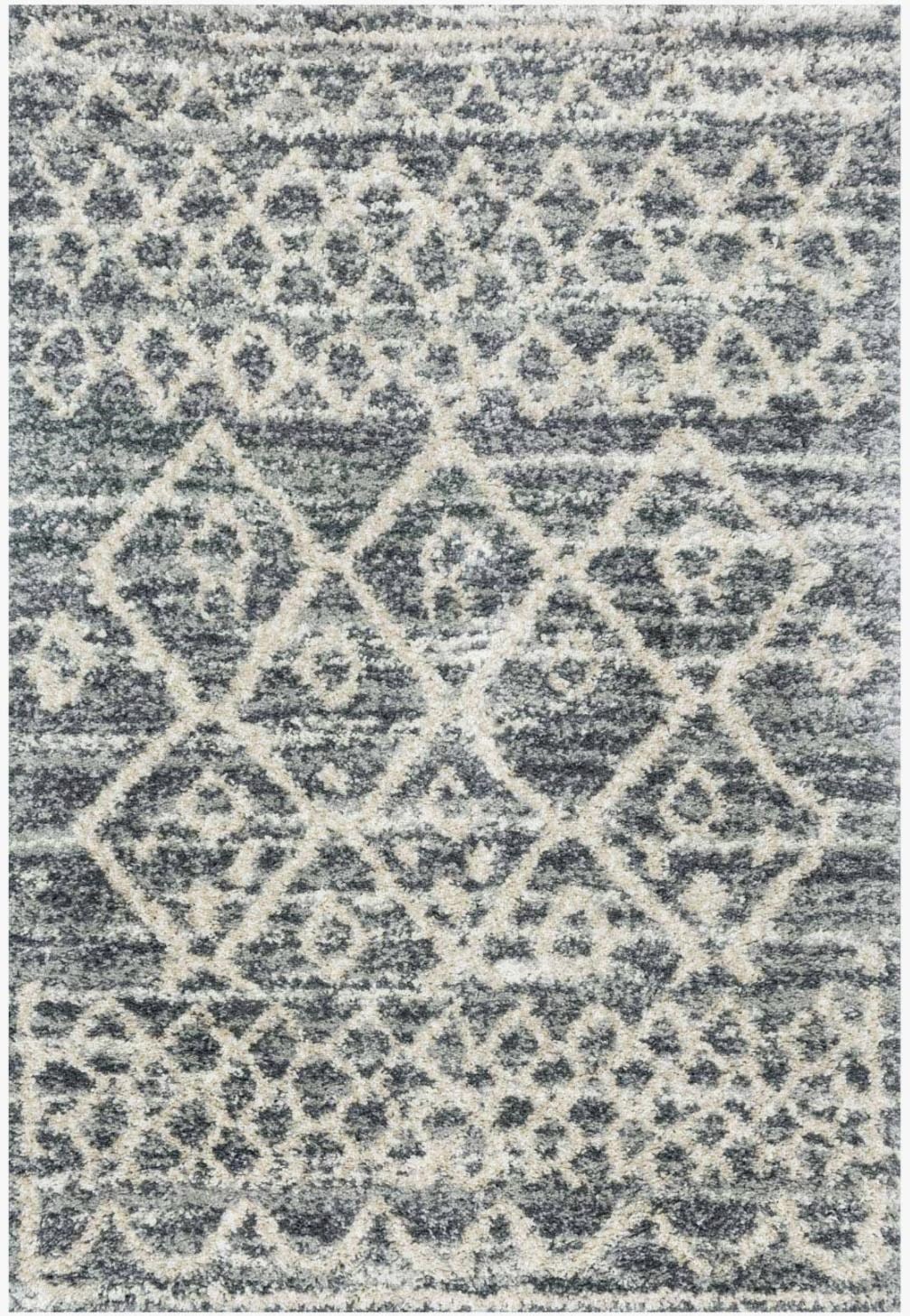 5'-3 x 7'-6 Loloi Quincy Shag Collection Area Rug Graphite/Beige 5'-3 x 7'-6 Loloi Quincy Shag Collection Area Rug Graphite/Beige